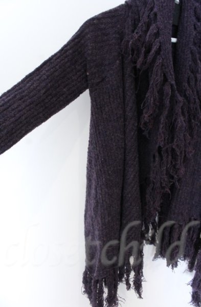 画像2: NO ID. BLACK / ケーブルニット3WAYフリンジガウン ONE パープル O-25-10-28-004-NO-to-YM-OS (2)