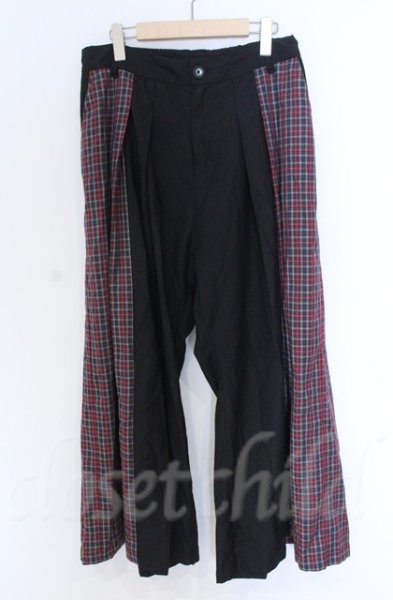 画像1: NO ID. BLACK / スウィチングプリーツワイドパンツ 3 レッドｘブラック O-25-10-28-039-NO-pa-YM-OS (1)
