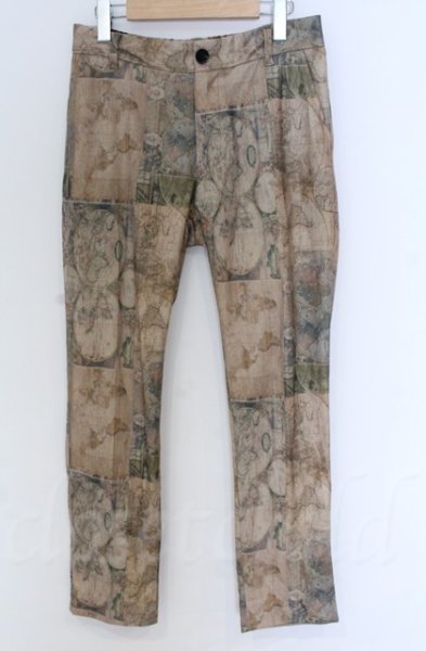 画像1: NO ID. / ワールドマッププリントアンクルイージートラウザーズパンツ 3 ベージュ O-25-10-28-041-NO-pa-YM-OS (1)