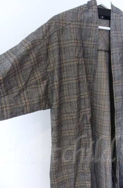 画像2: NO ID. / グレンチェックBIGロングガウン ONE グレー O-25-10-28-005-NO-ja-YM-OS (2)