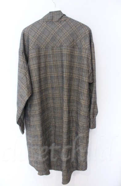 画像3: NO ID. / グレンチェックBIGロングガウン ONE グレー O-25-10-28-005-NO-ja-YM-OS (3)