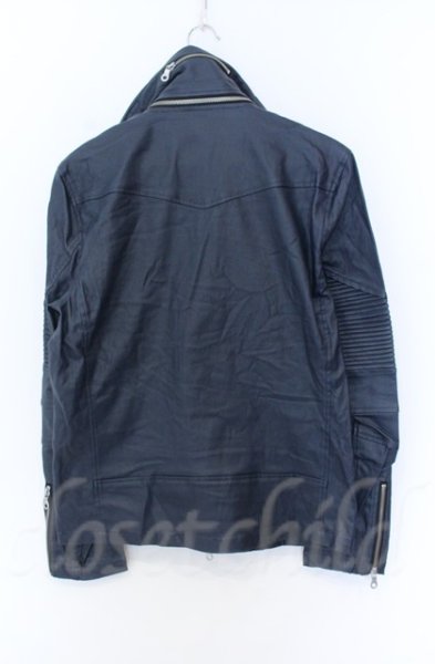 画像4: NO ID. BLACK / コーティングストレッチWライダースジャケット 3 ネイビー O-25-10-28-006-NO-ja-YM-OS (4)