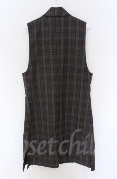 画像2: NO ID. / ノースリーブディープロングジャケット 2 ブルーグレイxブラウン O-25-10-28-010-NO-to-YM-OS (2)