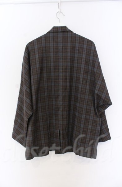 画像4: NO ID. / ドルマンスリーブダブルブレストジャケット ONE ブルーチェックxブラウン O-25-10-28-011-NO-ja-YM-OS (4)