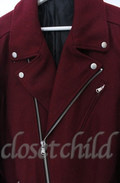 画像2: NO ID. BLACK / メルトンライダースコート 2 ワイン O-25-10-28-016-NO-ou-YM-OS (2)