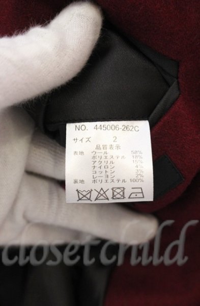 画像4: NO ID. BLACK / メルトンライダースコート 2 ワイン O-25-10-28-016-NO-ou-YM-OS (4)