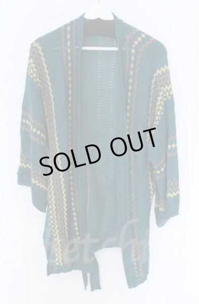 画像1: NO ID. / ネイティブパターンニットフレアスリーブガウン　カーディガン ONE グリーン O-25-10-28-019-NO-to-YM-ZT011 (1)