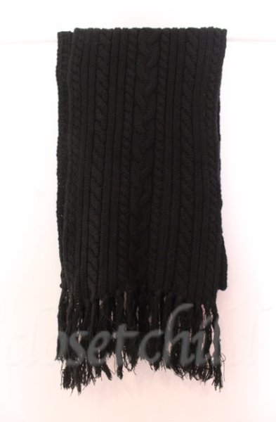 画像2: Moonage Devilment / ケーブルニットロングストール F ブラック O-25-11-06-034-Mo-0-YM-OS (2)