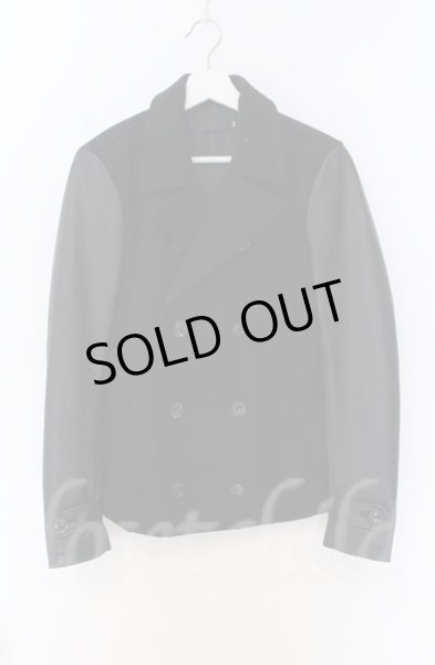 画像1: FUGA / Lucifer レザー切り替えメルトンPコート 44 ブラック O-25-11-06-005-FU-ou-YM-OS (1)