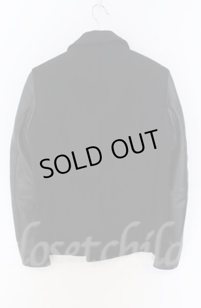 画像4: FUGA / Lucifer レザー切り替えメルトンPコート 44 ブラック O-25-11-06-005-FU-ou-YM-OS (4)