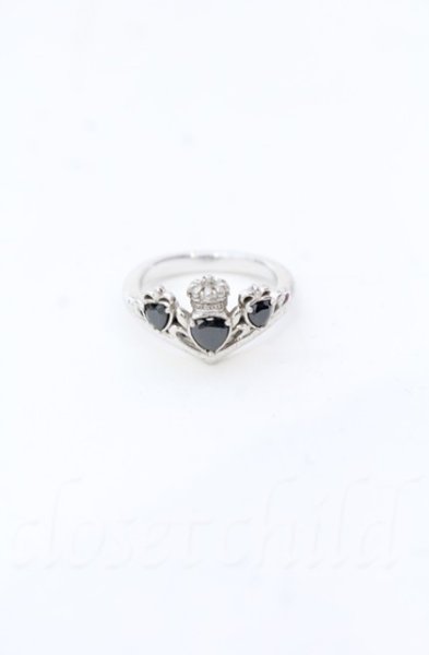 画像1: Justin Davis / PRINCESS HEART リング 9号 シルバーｘオニキス O-25-11-06-015-Ju-ac-YM-OS (1)