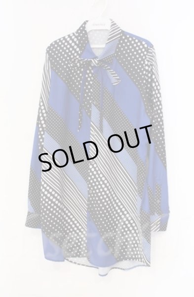 画像1: NO ID. BLACK / ドットストライプロングシャツ 1 ブラックｘブルー O-25-11-08-001-NO-sh-YM-ZT158 (1)