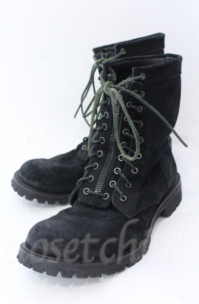 画像1: Moonage Devilment / コーティングファイヤーマンブーツ 40（約26.5cm） ブラックｘグリーン O-25-11-08-026-Mo-sho-YM-OS (1)