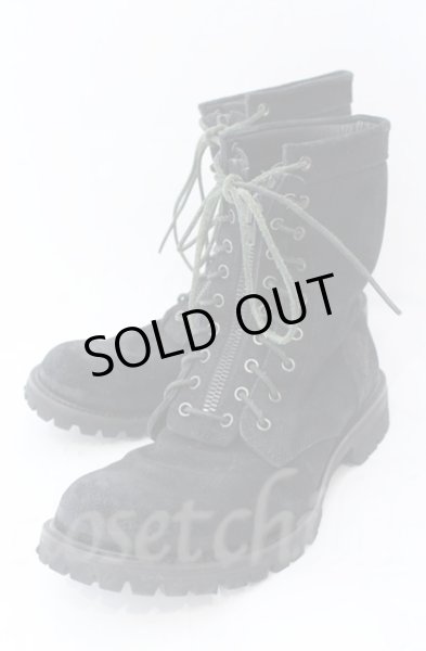 画像1: Moonage Devilment / コーティングファイヤーマンブーツ 40（約26.5cm） ブラックｘグリーン O-25-11-08-026-Mo-sho-YM-ZT1111M (1)