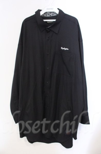 画像1: Zephyren / バックプリントツイルシャツ XL ブラック O-25-11-08-005-Ze-sh-YM-OS (1)