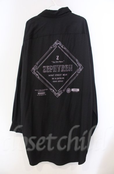 画像4: Zephyren / バックプリントツイルシャツ XL ブラック O-25-11-08-005-Ze-sh-YM-OS (4)