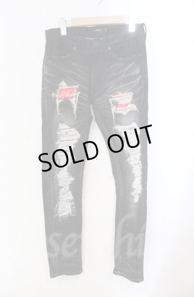 画像1: CIVARIZE / スパンコールリメイク加工スキニーデニムパンツ 42 ブラック O-25-11-08-011-CI-pa-YM-ZT172 (1)