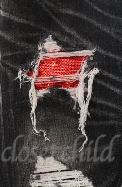 画像2: CIVARIZE / スパンコールリメイク加工スキニーデニムパンツ 42 ブラック O-25-11-08-011-CI-pa-YM-OS (2)