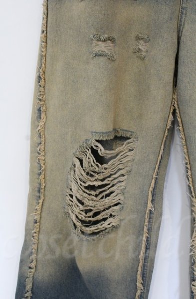 画像2: CavariA / サイドフリンジグラデーション加工fバギーデニム 44 サックス O-25-11-23-024-Ca-pa-YM-OS (2)