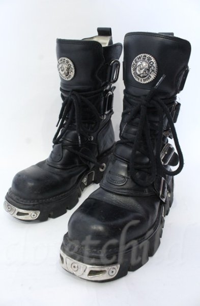 画像1: New Rock / リアクターブーツ 42（27cm） ブラックｘシルバー O-25-11-23-029-NR-sho-YM-OS (1)