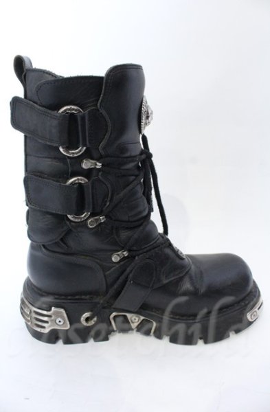 画像14: New Rock / リアクターブーツ 42（27cm） ブラックｘシルバー O-25-11-23-029-NR-sho-YM-OS (14)