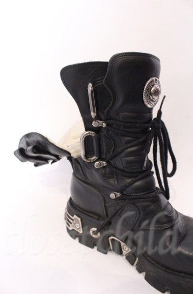 画像17: New Rock / リアクターブーツ 42（27cm） ブラックｘシルバー O-25-11-23-029-NR-sho-YM-OS (17)