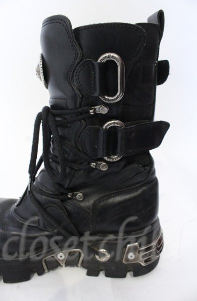 画像21: New Rock / リアクターブーツ 42（27cm） ブラックｘシルバー O-25-11-23-029-NR-sho-YM-OS (21)