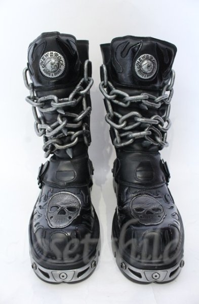 画像2: New Rock / リアクタースパイクチェーンブーツ 44（27.5cm） ブラック O-25-11-23-030-NR-sho-YM-OS (2)