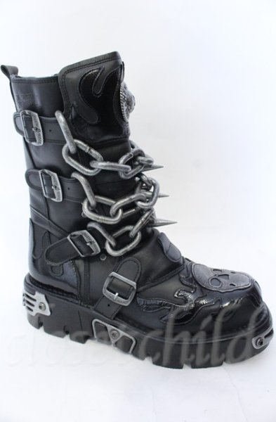 画像14: New Rock / リアクタースパイクチェーンブーツ 44（27.5cm） ブラック O-25-11-23-030-NR-sho-YM-OS (14)