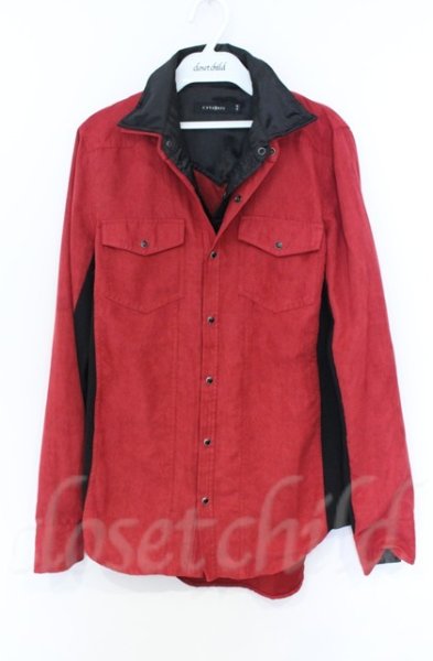 画像1: CIVARIZE / Preludeシワ加工2枚衿レイヤードシャツ 44 レッド O-25-11-23-003-CI-sh-YM-OS (1)