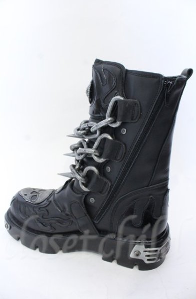 画像17: New Rock / リアクタースパイクチェーンブーツ 44（27.5cm） ブラック O-25-11-23-030-NR-sho-YM-OS (17)