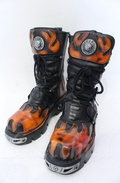 画像1: New Rock / リアクターフレイムブーツ 40（25cm） ブラックｘレッド O-25-11-23-031-NR-sho-YM-OS (1)