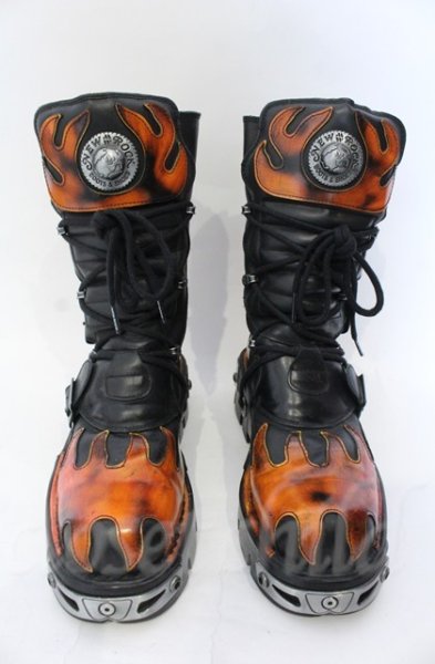 画像2: New Rock / リアクターフレイムブーツ 40（25cm） ブラックｘレッド O-25-11-23-031-NR-sho-YM-OS (2)