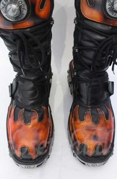 画像3: New Rock / リアクターフレイムブーツ 40（25cm） ブラックｘレッド O-25-11-23-031-NR-sho-YM-OS (3)