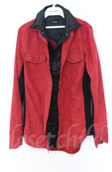 画像2: CIVARIZE / Preludeシワ加工2枚衿レイヤードシャツ 44 レッド O-25-11-23-003-CI-sh-YM-OS (2)