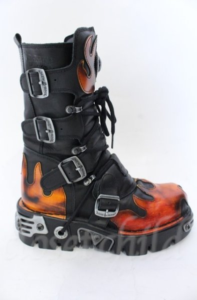 画像11: New Rock / リアクターフレイムブーツ 40（25cm） ブラックｘレッド O-25-11-23-031-NR-sho-YM-OS (11)