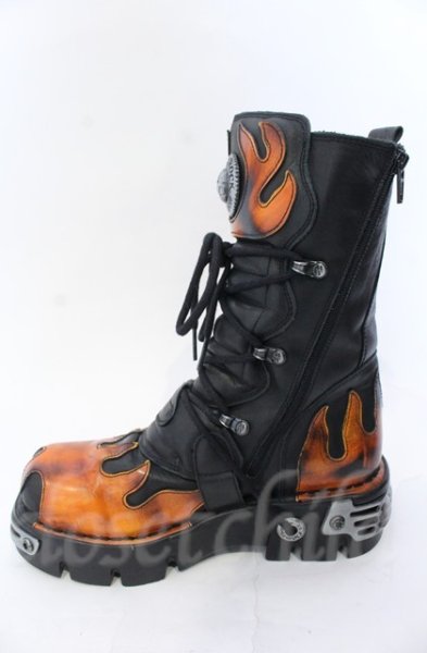 画像13: New Rock / リアクターフレイムブーツ 40（25cm） ブラックｘレッド O-25-11-23-031-NR-sho-YM-OS (13)