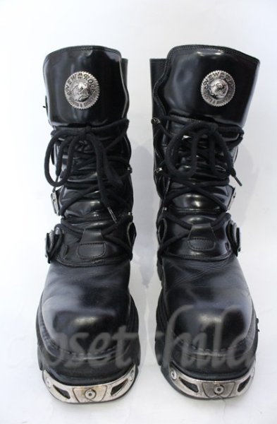 画像2: New Rock / リアクターエナメルブロッキングブーツ 43（28cm） ブラック O-25-11-23-032-NR-sho-YM-OS (2)