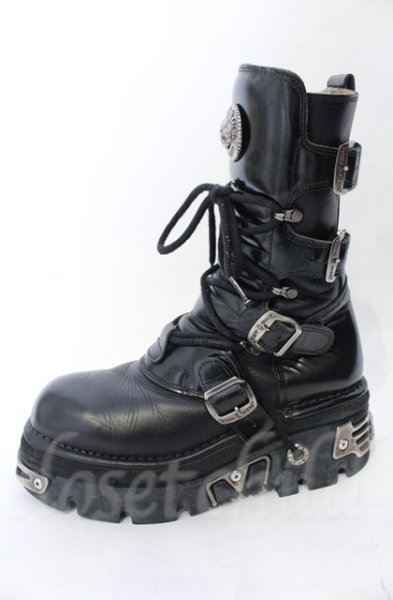 画像4: New Rock / リアクターエナメルブロッキングブーツ 43（28cm） ブラック O-25-11-23-032-NR-sho-YM-OS (4)