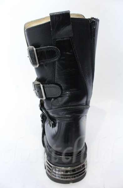 画像7: New Rock / リアクターエナメルブロッキングブーツ 43（28cm） ブラック O-25-11-23-032-NR-sho-YM-OS (7)