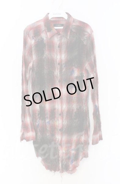 画像1: CIVARIZE / Gravitate ペンキ散らし加工チェックワッシャーロングシャツ 46 レッド O-25-11-23-004-CI-sh-YM-OS (1)