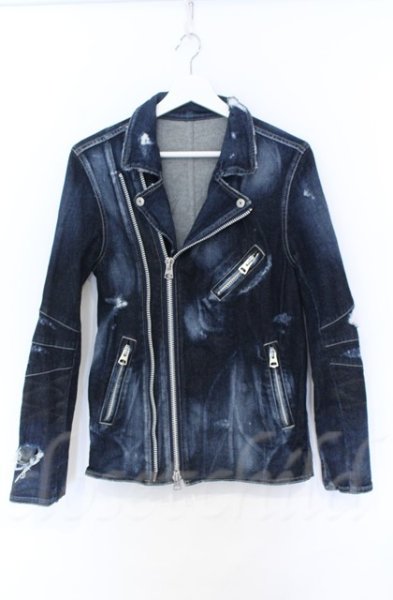 画像1: FUGA / デニムライダースジャケット 44 インディゴ O-25-11-23-007-FU-ja-YM-OS (1)