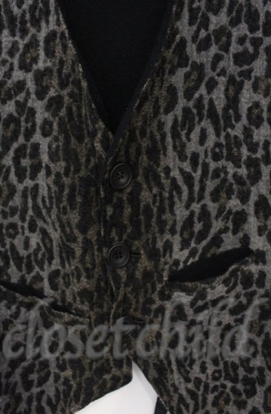 画像2: IFSIXWASNINE / SLIP VEST/M ウールレオパードベスト【メンズ1】 1 ブラックｘグレー O-25-11-23-010-IF-to-YM-OS (2)