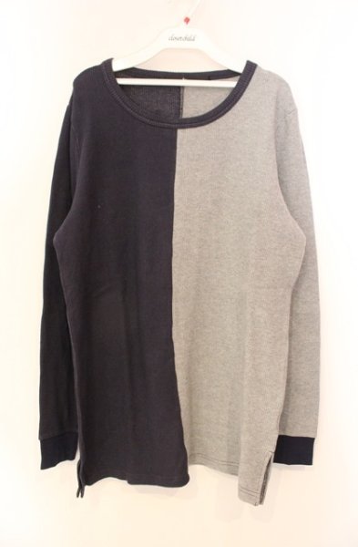 画像1: NO ID. / スイッチングサーマルロンTカットソー ONE グレーｘネイビー O-25-12-20-012-NO-to-YM-OS (1)