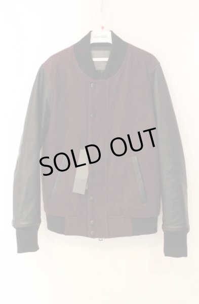 画像1: Moonage Devilment / カウレザー切替メルトンスタジャン 46 ワインＸブラック O-25-12-20-019-Mo-ja-YM-OS (1)