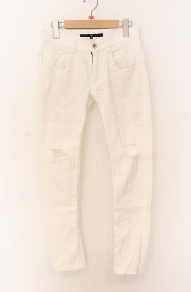 画像1: NO ID. / コットンストレッチデニムスキニーパンツ 1 ホワイト O-25-12-26-026-NO-pa-YM-OS (1)