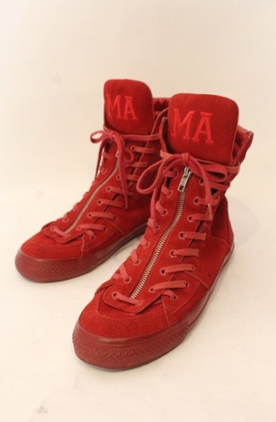 画像1: Moonage Devilment / スウェードレザーハイカットスニーカー アウトソール全長29cm レッド O-25-12-26-038-Mo-sho-YM-OS (1)