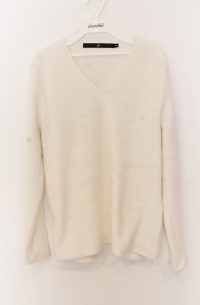 画像1: NO ID. / ビキューレパイルV/Nプルオーバー 1 ホワイト O-25-12-26-022-NO-to-YM-OS (1)