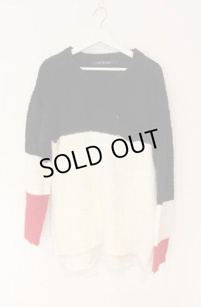 画像1: NO ID. BLACK / Cニットループバイカラープルオーバー 1 ホワイトｘブラックｘレッド O-25-12-27-004-NO-to-YM-ZT058 (1)