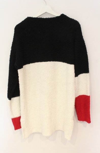 画像4: NO ID. BLACK / Cニットループバイカラープルオーバー 1 ホワイトｘブラックｘレッド O-25-12-27-004-NO-to-YM-OS (4)